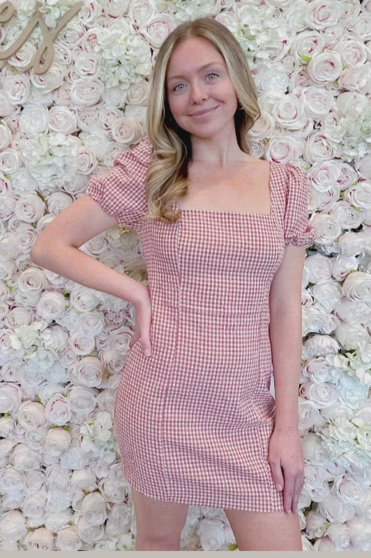 Mauve Gingham Mini Dress