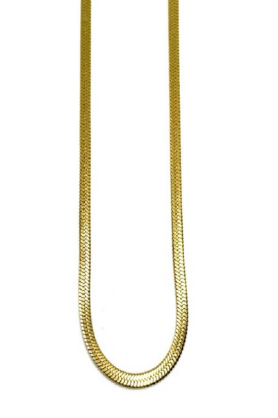 Skinny Gold Herringbone Necklace-Stainless Steel