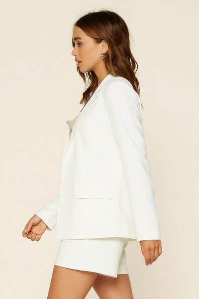 White Open Front Blazer Jacket