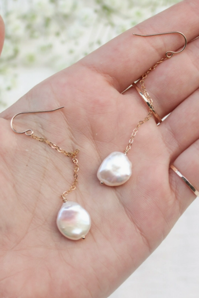 Pearl Drop Earrings - 14K Gold Filled
