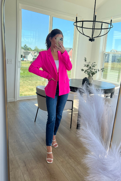 Ultra Pink Open Front Blazer Jacket