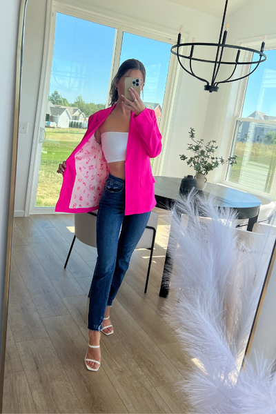 Ultra Pink Open Front Blazer Jacket