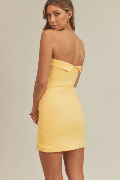 [Restock] Foldover Linen Mini Dress - Soft Yellow